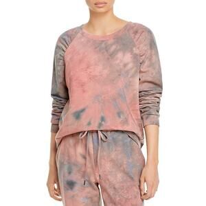 Status By Chenault Pullover Sweatshirt Crew Neck TYe Dye Pink/Blue SZ Medium